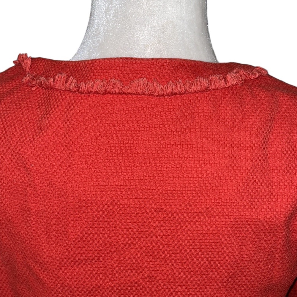 Boden Red Orange Textured Fringe Hem Mini Dress - 6 - Picture 10 of 15
